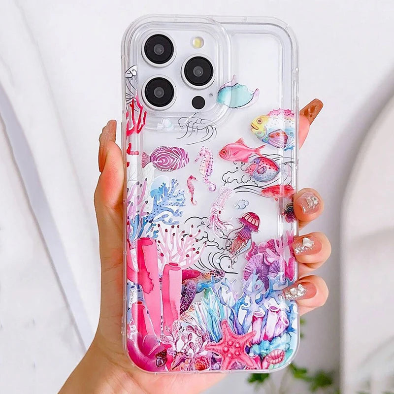 Case for Xiaomi Redmi 13 4G 13c 12c Note 12 11 13 ProPlus 5G 12s 11s 10s 9s 10 Pro Fashionable Colorful Marine Life Turtle Cover