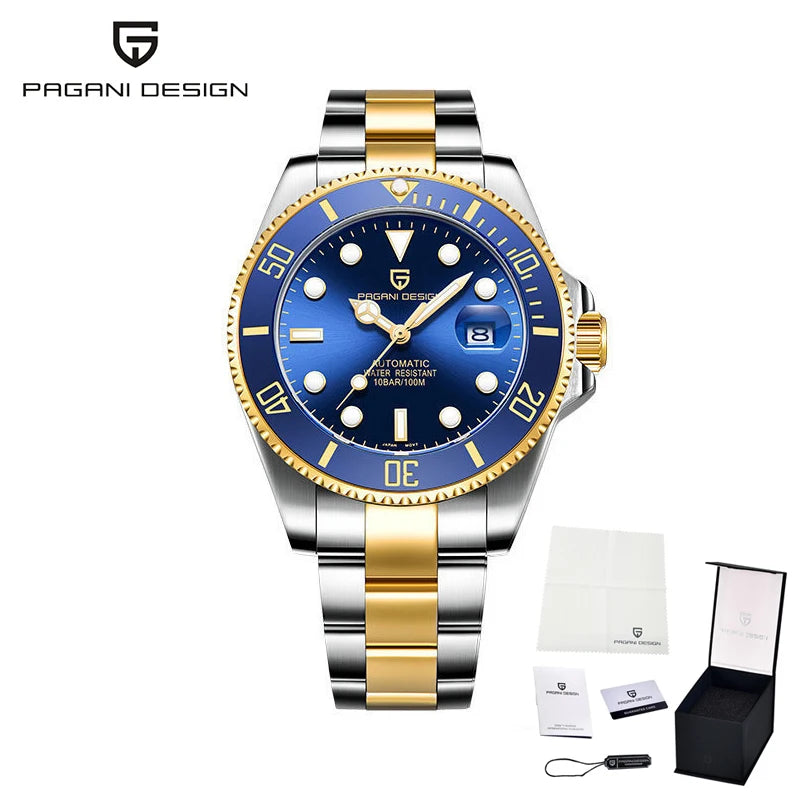 PAGANI DESIGN Brand Automatic Watch 43mm Men Watch Mechanical Watch Ceramic bezel Watch Stainless Steel Waterproof sports Watch