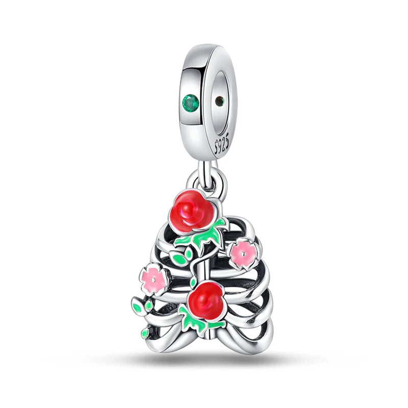 New 925 Sterling Silver Skeleton Clown Witch Halloween Series Pendant Fit Original Pandor Bracelet Snake Chain Beaded Women Gift