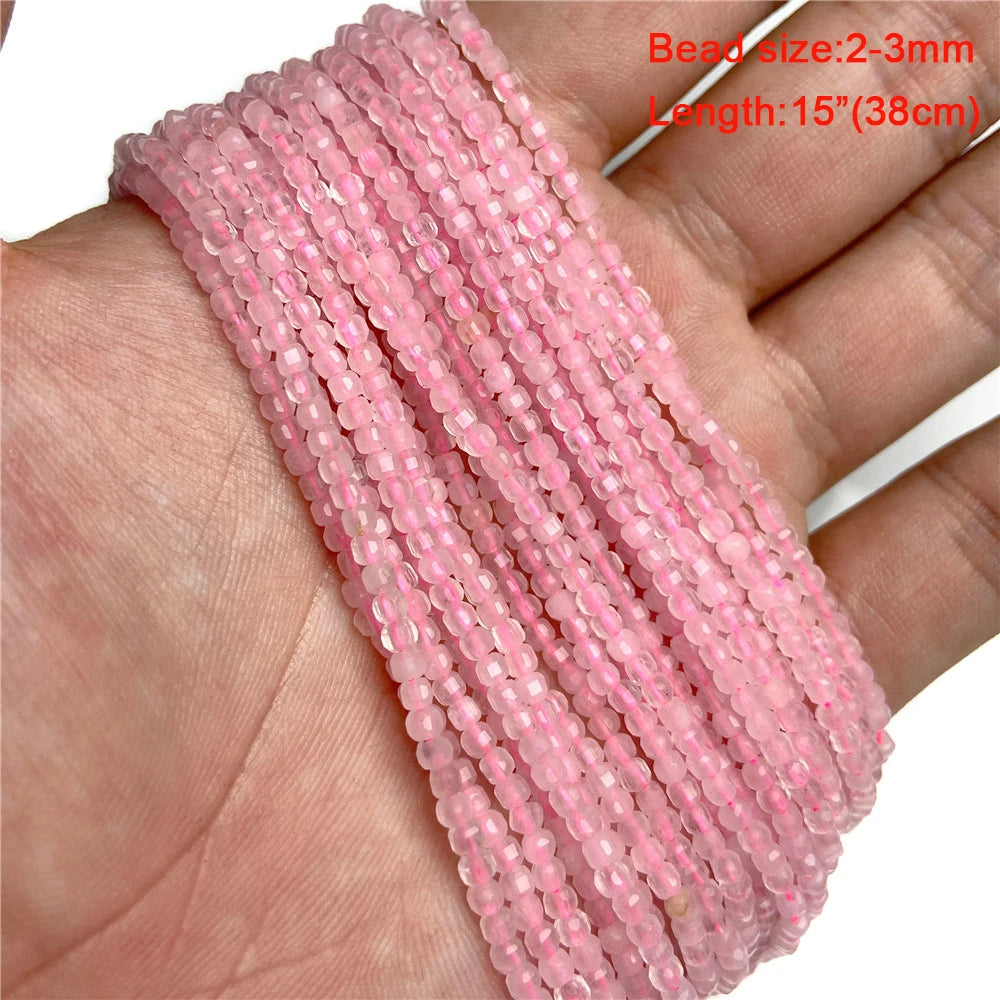 45 Style Natural Rose Quartz Bead Round Tube Crystal Loose Beads For Jewelry Making Handmade Diy Bracelet Necklace Accessories
