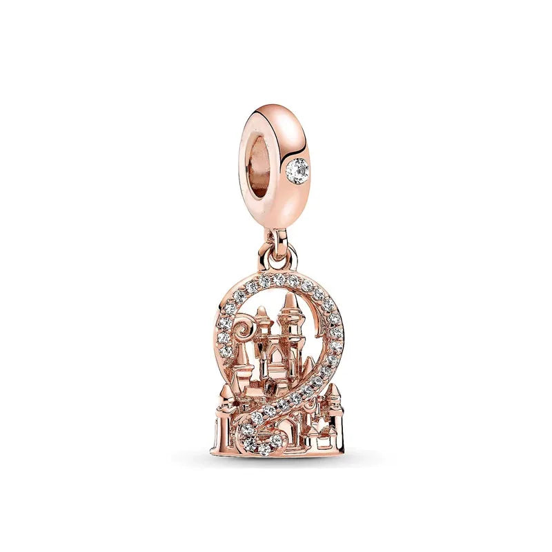 Hot Selling Rose Gold Series Leaf Bead Key Lock Pendant Suitable For European Original Bracelet DIY Exquisite Jewelry S925 Silve