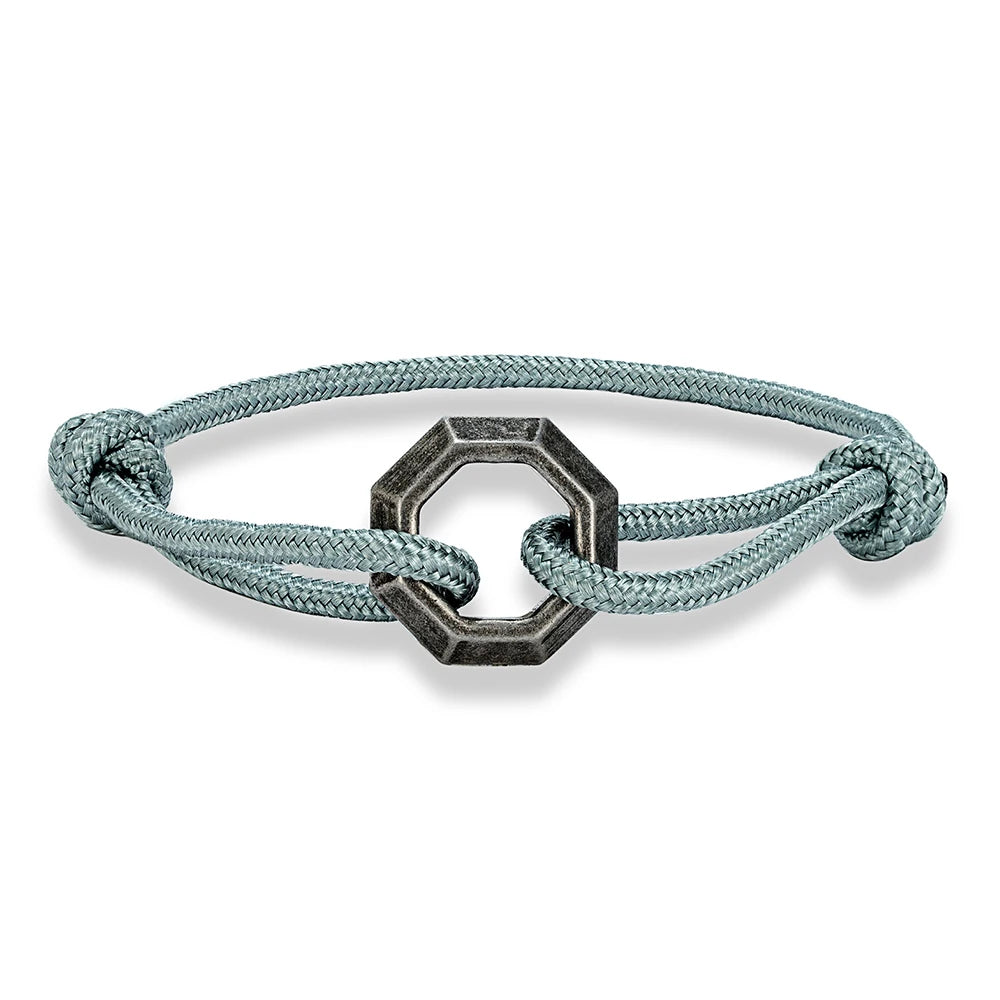 MKENDN New Mens Bracelet with Stainless Steel Rings Adjustable Rope Bracelet Men Women Waterproof Bracelet Gift For Himself