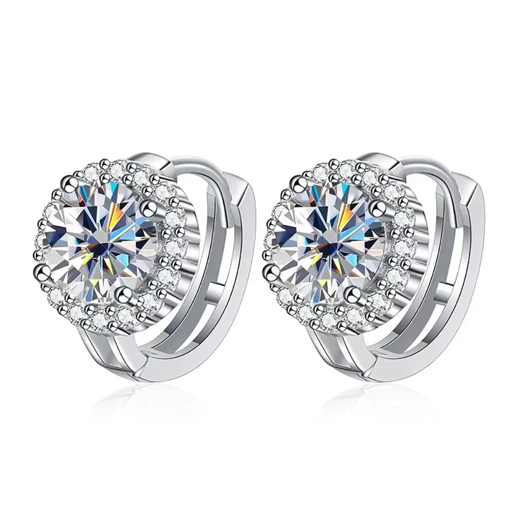 Serenity 0.5ct 1ct D Moissanite Hoop Earrings Women Gift S925 Sterling Silver Round Bag Earring Wedding Bridal Jewelry Wholesale - Madeinsea©