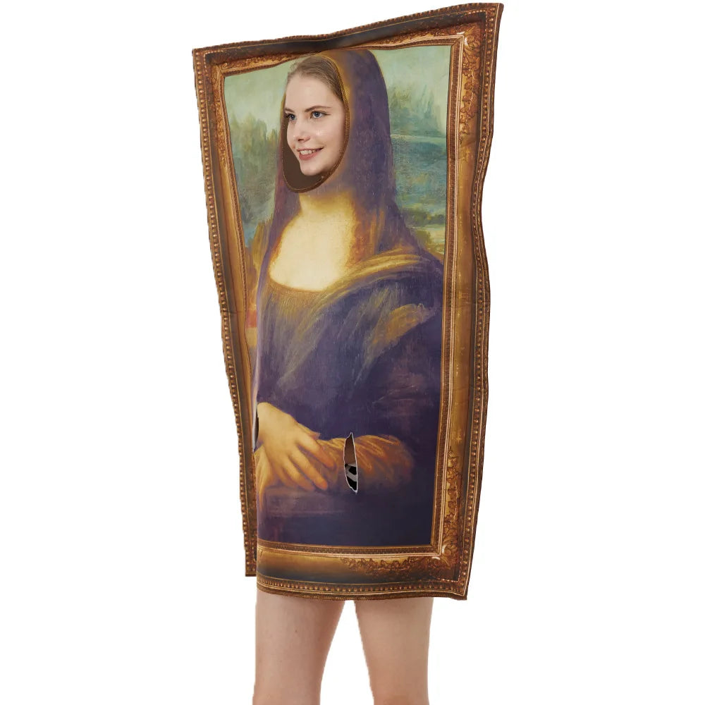 Costumes muraux amusants de Cosplay Mona Lisa pour adultes, combinaison unisexe en éponge, déguisement classique d'Halloween, de carnaval, de fête