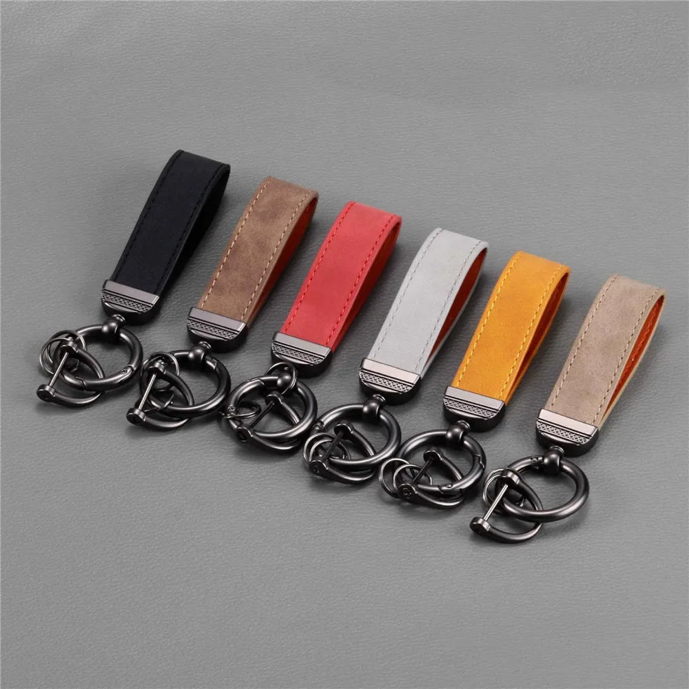 MKENDN Simple PU Leather Keychain Women Men Car Key Ring Chain Holder Key Strap Waist Wallet Keyring Business Party Jewelry Gift