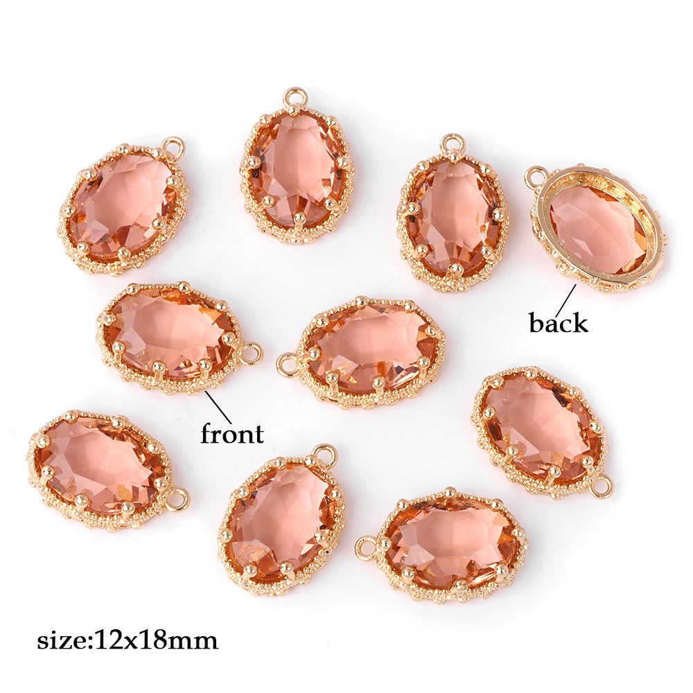 Fashoin Crystal Glass Pendant Oval Shape Rhinestone Charms For Vintage Women's Earrings Earrings Bracelet DIY Crafts Supply 5pcs
