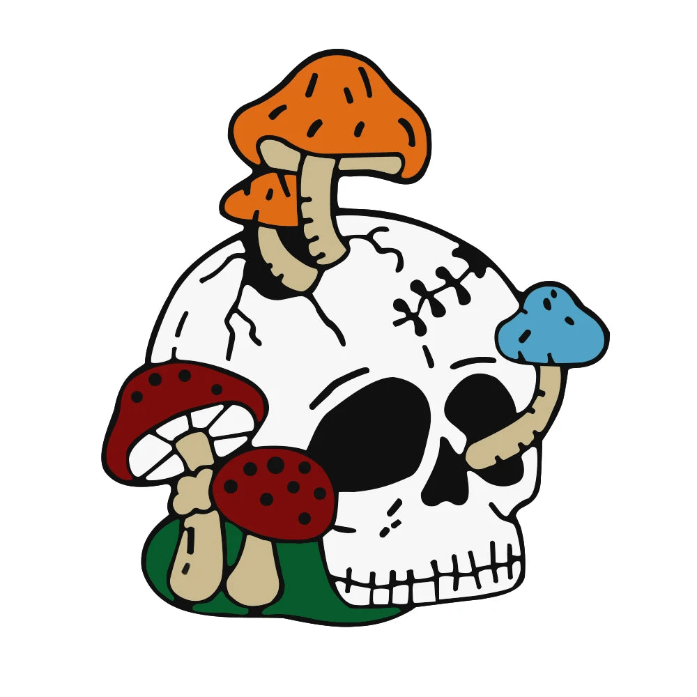 More Styles Halloween Day Punk Skeleton Enamel Pin Women Men Rose Flower Skull Brooches Metal Jean Coat Lapel Pin Badge Jewelry