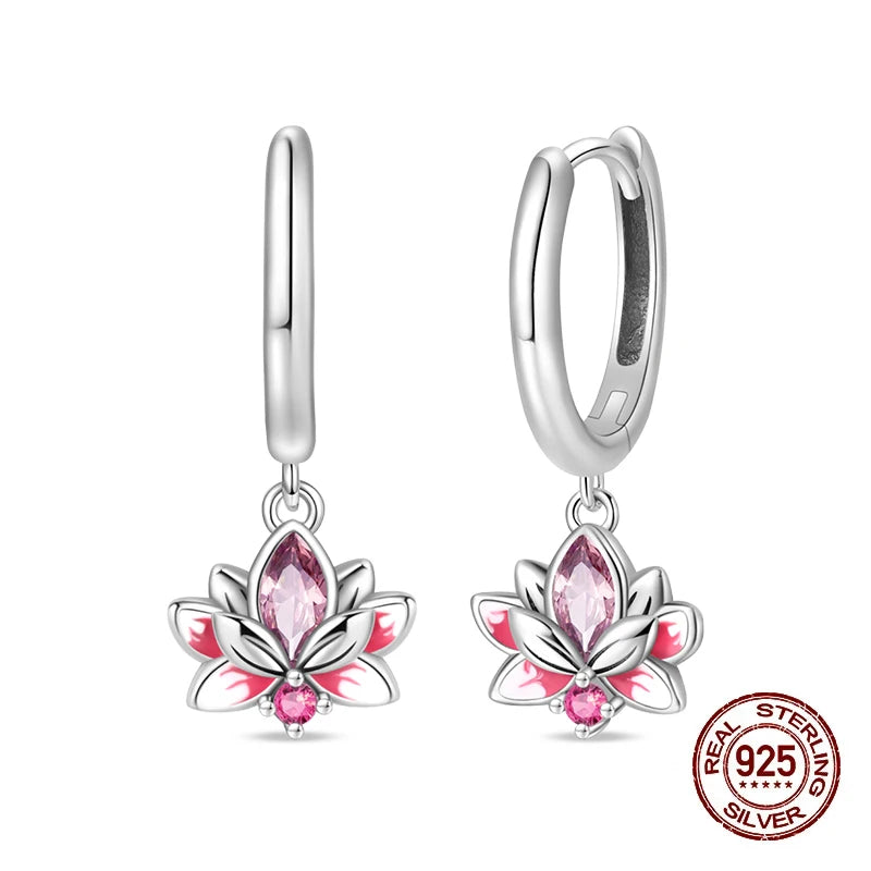 Springtime Earring For Women 925 Sterling Silver Bee Magritte Flower Butterfly Double Hoop Earrings Jewelry Fine New Year Gift