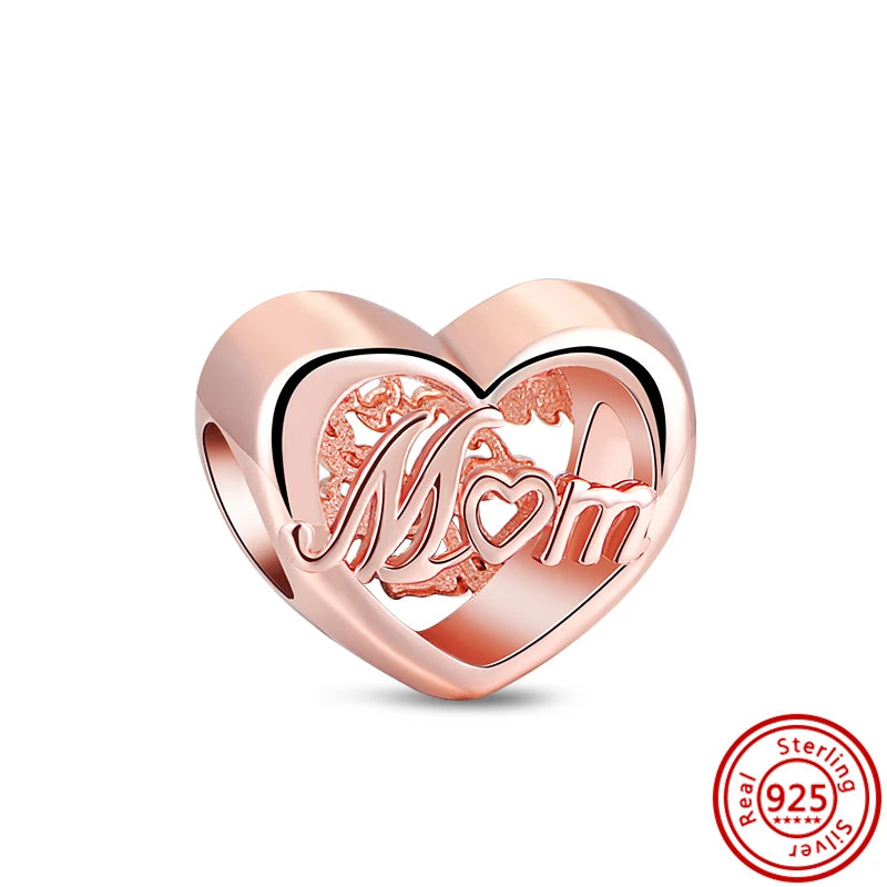 Authentic 100% 925 Sterling Silver Fit Original Pantaro Charms Bracelet Heart Round Style Simple Beads Women DIY Jewelry Making