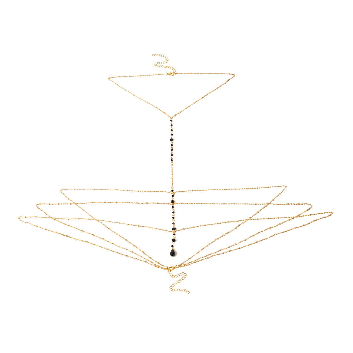 Fashionable Multi-layer Hanging Neck Style Black Crystal Bead Chain Ladies' Chest Chain Jewelry - Madeinsea©