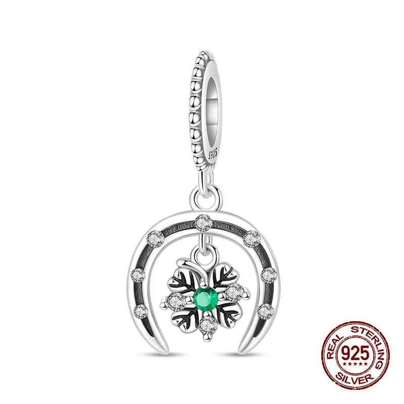 100% 925 Sterling Silver Glowing Planet Zircon Flower Fairy Four Leaf Clover Charms Bead Fit Original Bracelets DIY Jewelry Gift