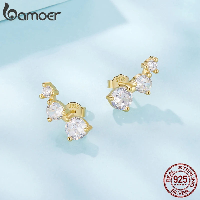 BAMOER 925 Sterling Silver Crawler Earrings CZ Arrow Ear Climber Geometric Earrings for Women Hypoallergenic Jewelry Gift