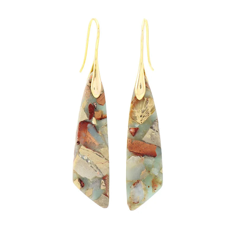 Bohemian Emperor Stone Geometric Pendant Earring Popular Natural Stone Jewelry Earrings for Women Luxury Boho Original earring
