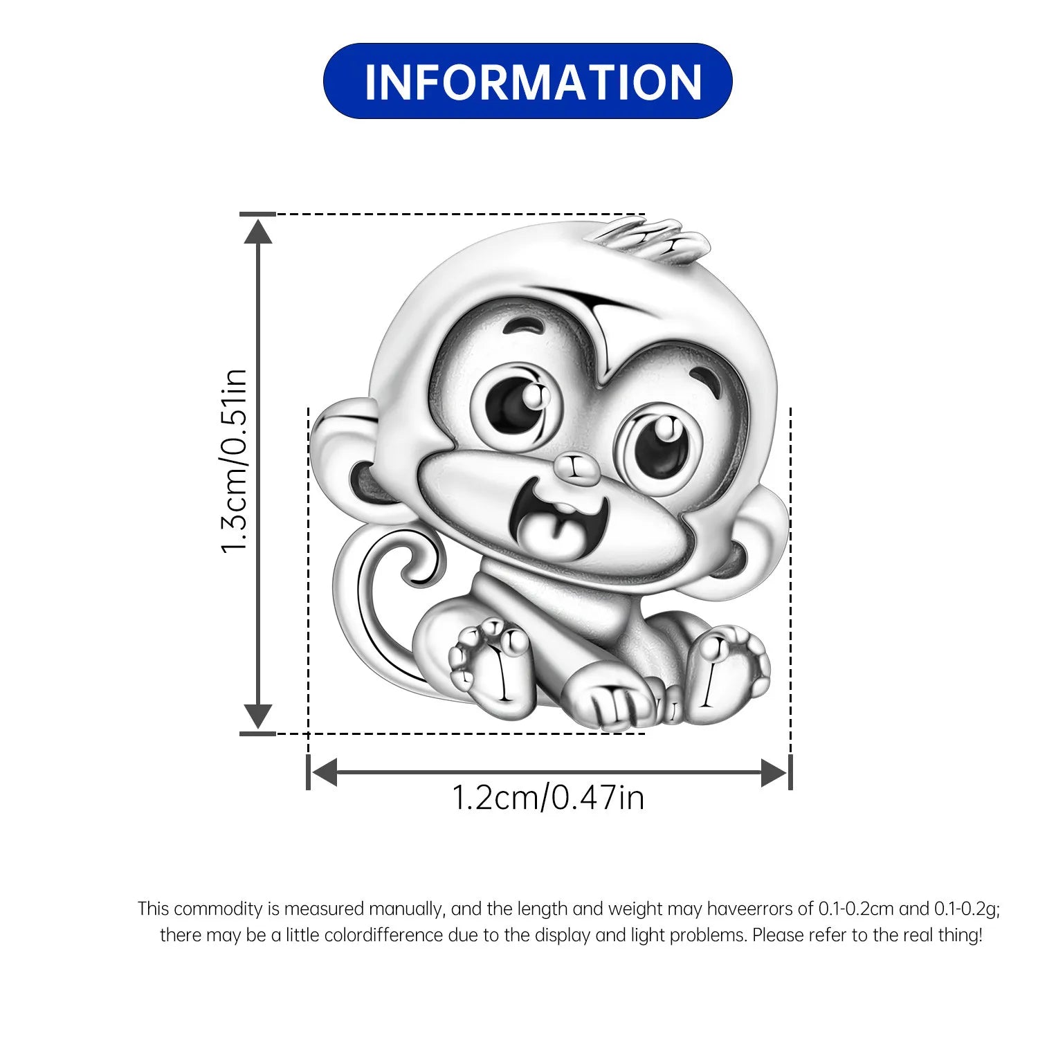 PANPOKI 925 Sterling Silver Cute Monkey Animals Beads Original Pendants Bracelet Charm Jewelry Party DIY Trendy Gifts