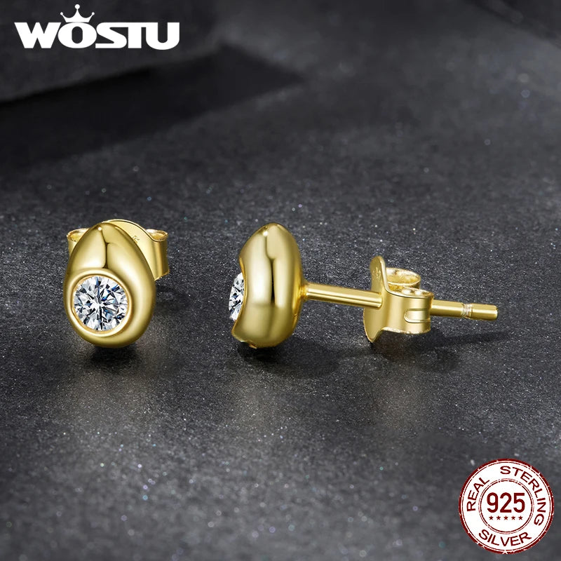 WOSTU Pear Style moissanite Stud Earrings For Women, 925 Sterling Silver 18K Gold Teardrop earrings Christmas Gift For her