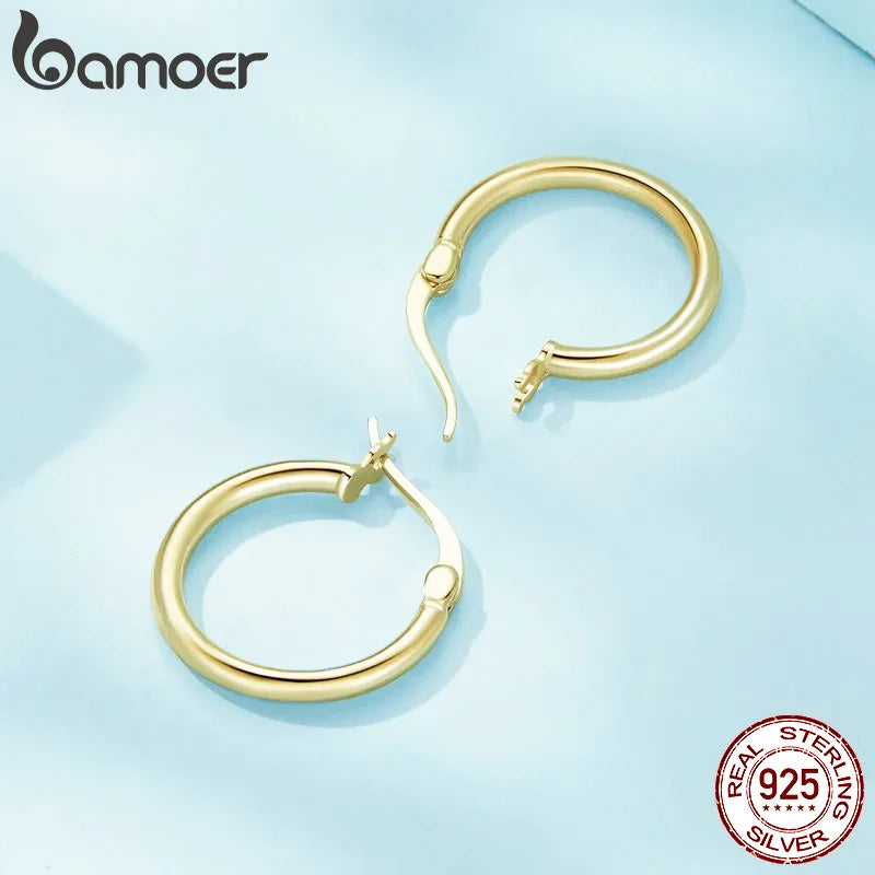BAMOER 925 Sterling Silber hypoallergene Creolen für Damen, vergoldete, leichte Creolen mit angenehmem Tragekomfort – das perfekte Schmuckgeschenk!