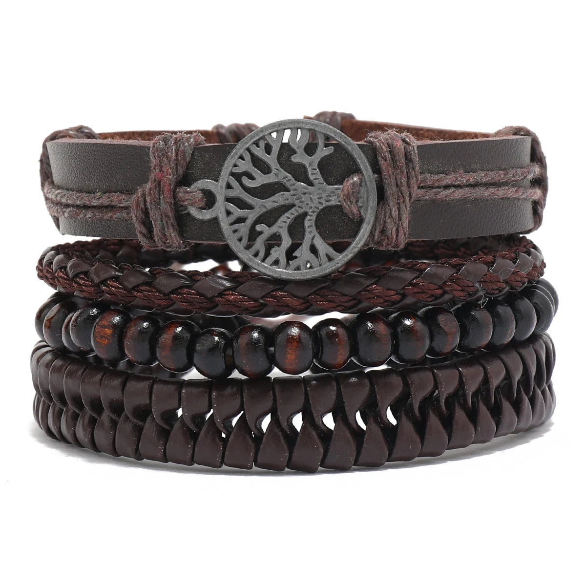 Vintage Leather Bracelet Men Punk-style Leather Wide Bracelet Simple Personality Men's Multi-layer Jewelry Bracelet Charm Retro