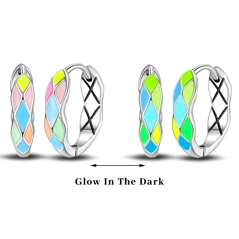 Earrings 925 Silver Colorful Cute Cat Claw Heart Shaped Rhomboid Luminous Dopamine Earrings For Women Fashion Party Jewelry Gift