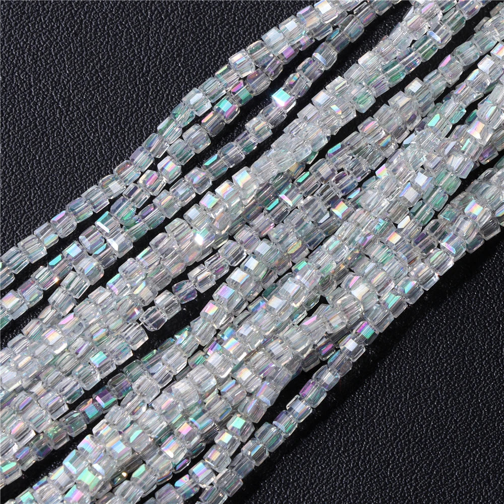 Hot Natural Faceted Stone Bead 2-3mm Small Square Quartz Garnet Glass Cube Loose Beads For Jewelry Making Needlework Accessories