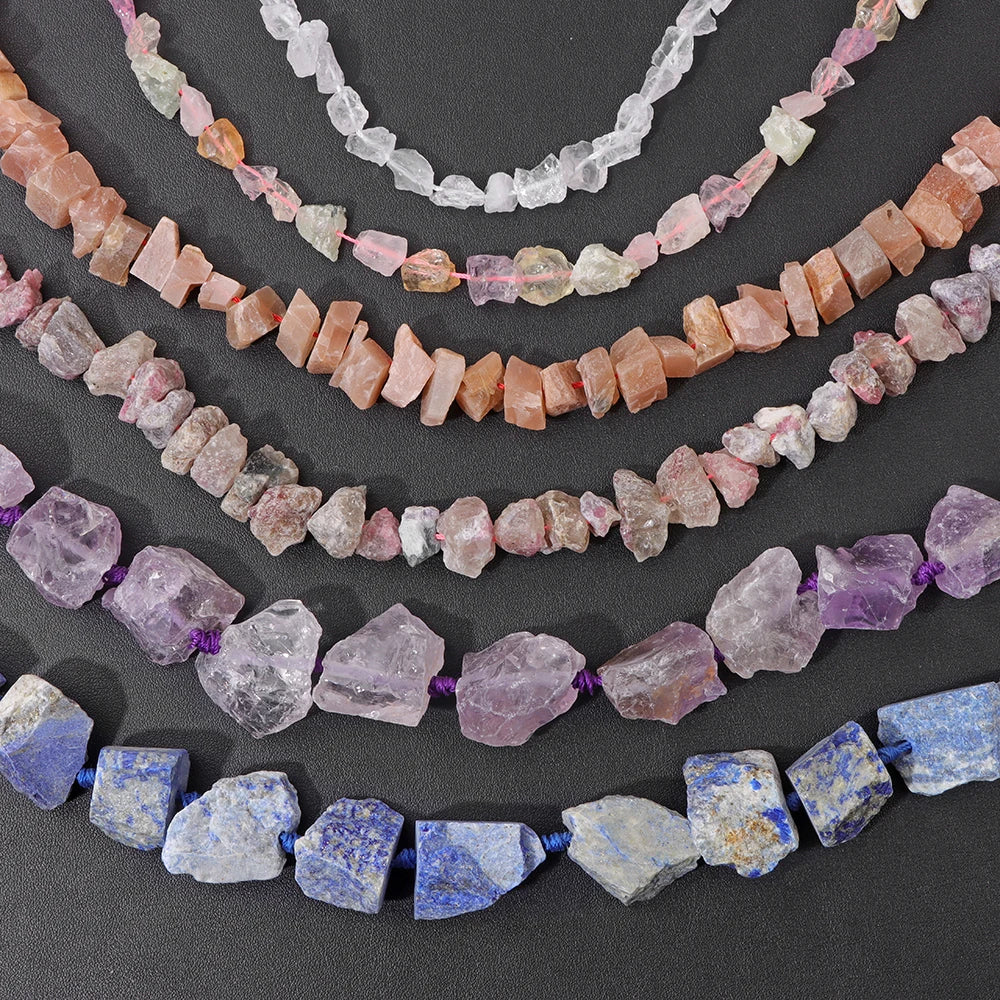 7.5" Natural Irregular Rough Stone Beads Raw Rock Lapis Quartzs Nuggets For Jewelry Making DIY Earrings Bracelet Supply 7-30mm