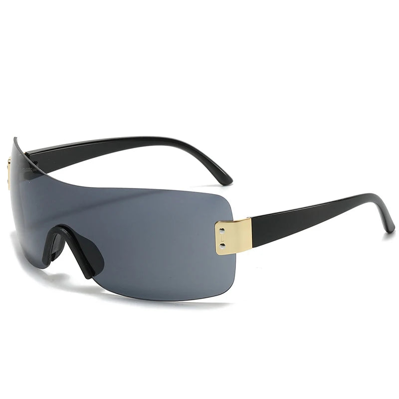 Luxury Brand Design One-Piece Y2K Rimless Punk Sunglasses Goggle Women Men Luxury Brand Wrap Around Sun Glasses Eyewear Sports