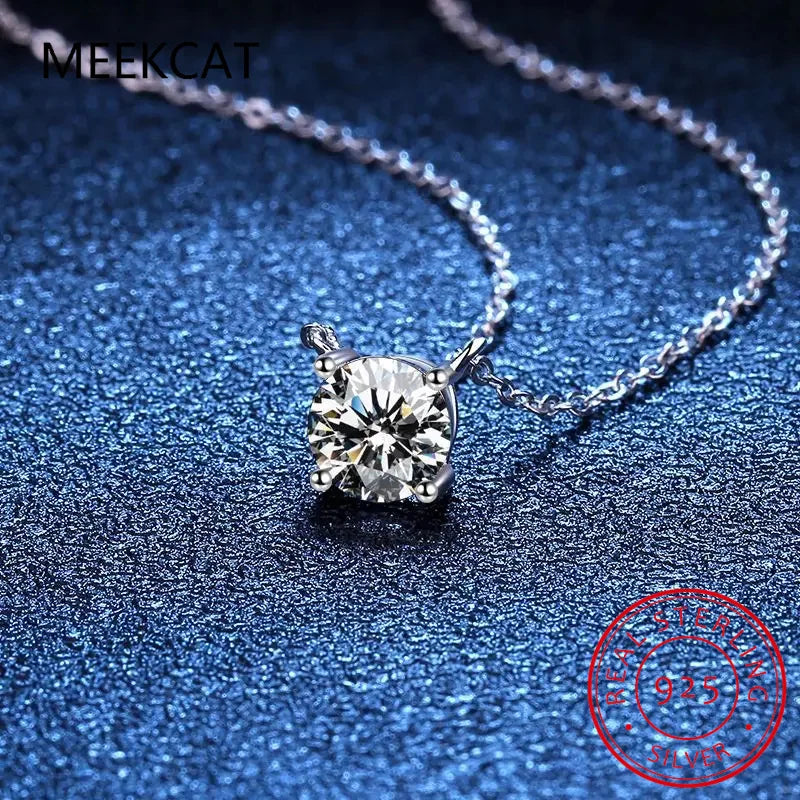 White Gold Plated 1-10CT Moissanite Necklace for Women Classic Four Claws Pendant Wedding Jewelry 925 Sterling Silver GRA