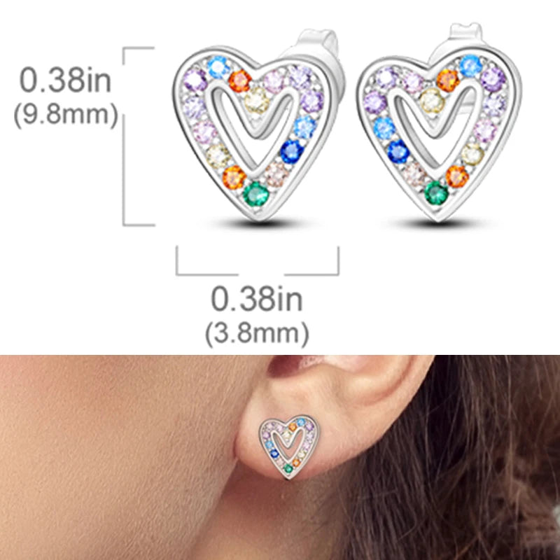 Earrings 925 Sterling Silver Stud Earrings Unicorn Star Zircon Stud Hoop Earrings For Women Girls Lovely Fashion Jewelry Gift