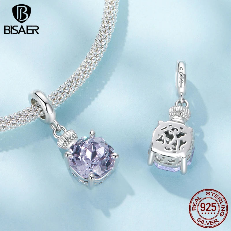 BISAER 925 Sterling Silver Ombre Perfume Bottle Charm Bead Perfume Bottle Pendant for Women DIY Bracelet & Neckalce Fine Jewelry