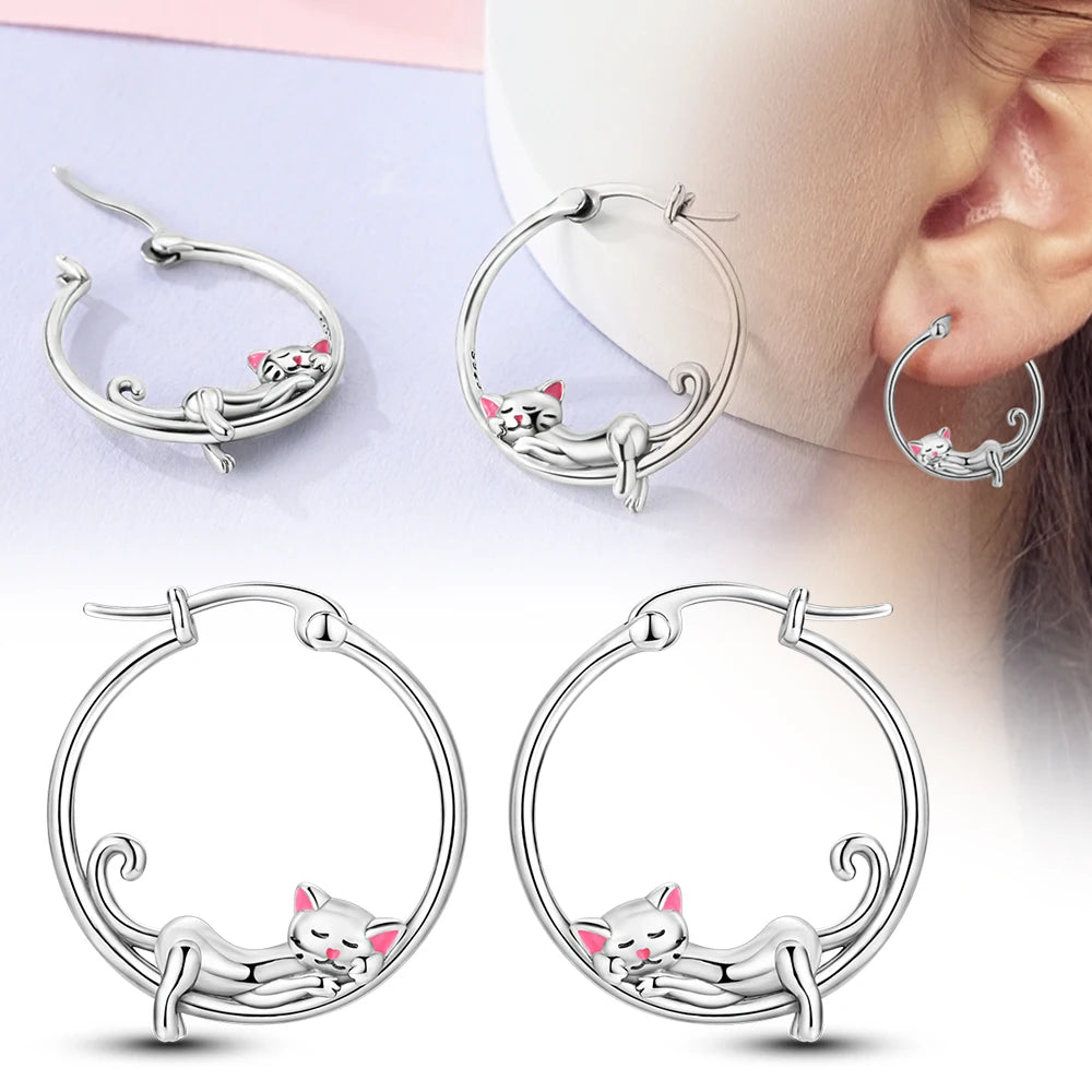 Ear Ring Series 925 Sterling Silver Star Moon Unicorn Tulip Flower Butterfly Bee Geometry Earrings Ladies Pairing with Jewelry