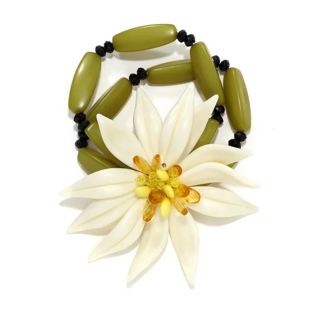 ZAA Bohemian Handmade Beaded Large Flower CharmBracelet