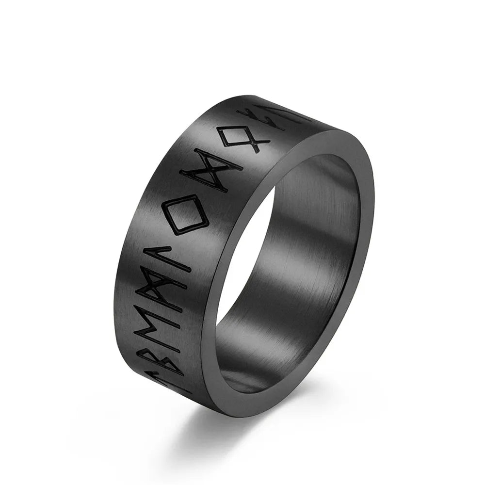 MKENDN Handmade Viking Ring For Men Stainless Steel Viking Amulet Pagan Gothic Nordic Jewelry