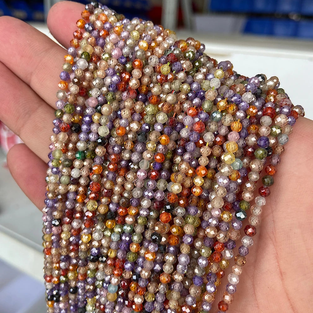 2 3mm Natural Labradorite Quartz Moonstone Crystal Stone Beads Round Faceted Loose Beads For Jewelry Making DIY Bracelet 15.5"