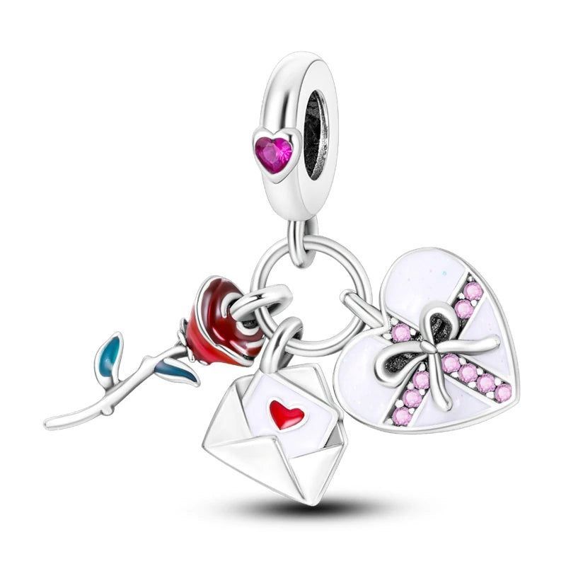 925 Sterling Silver Boy Girl Couple Lovers Beads Marriage Charms Dangle Fit Original  Bracelet Charms Jewelry Women DIY