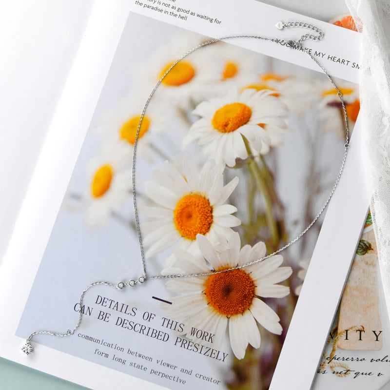 OXTAO Real 925 Sterling Silver Y-Shaped Necklace D VVS1 Moissanite Pendant Necklace for Women Birthday Jewelry Gift Certified