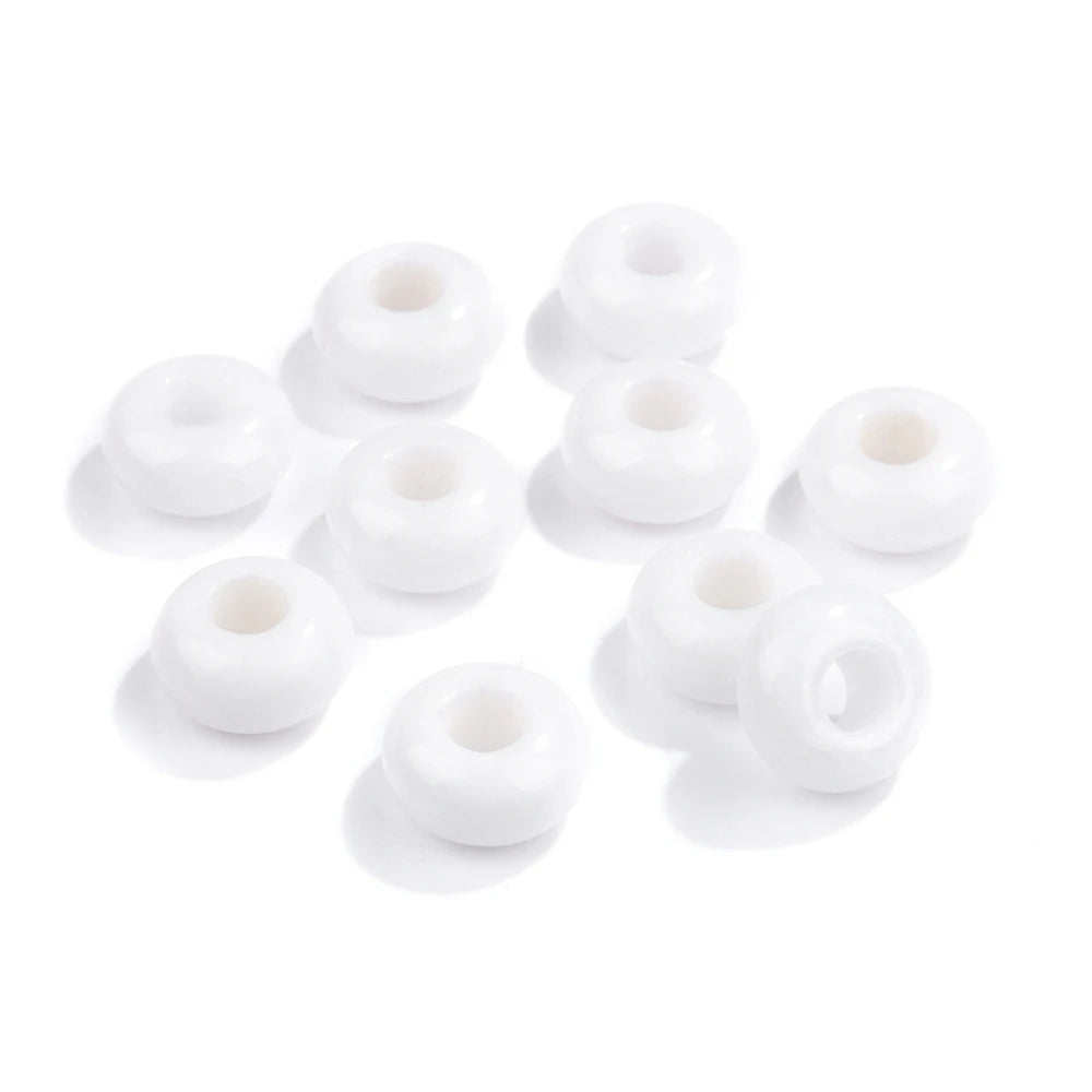 5PCS Natural Big Hole Round Abacus Bead 14mm Opal Tiger Eye Jade Hollow Stone Pendant For Jewelry Making Necklace Earrings DIY