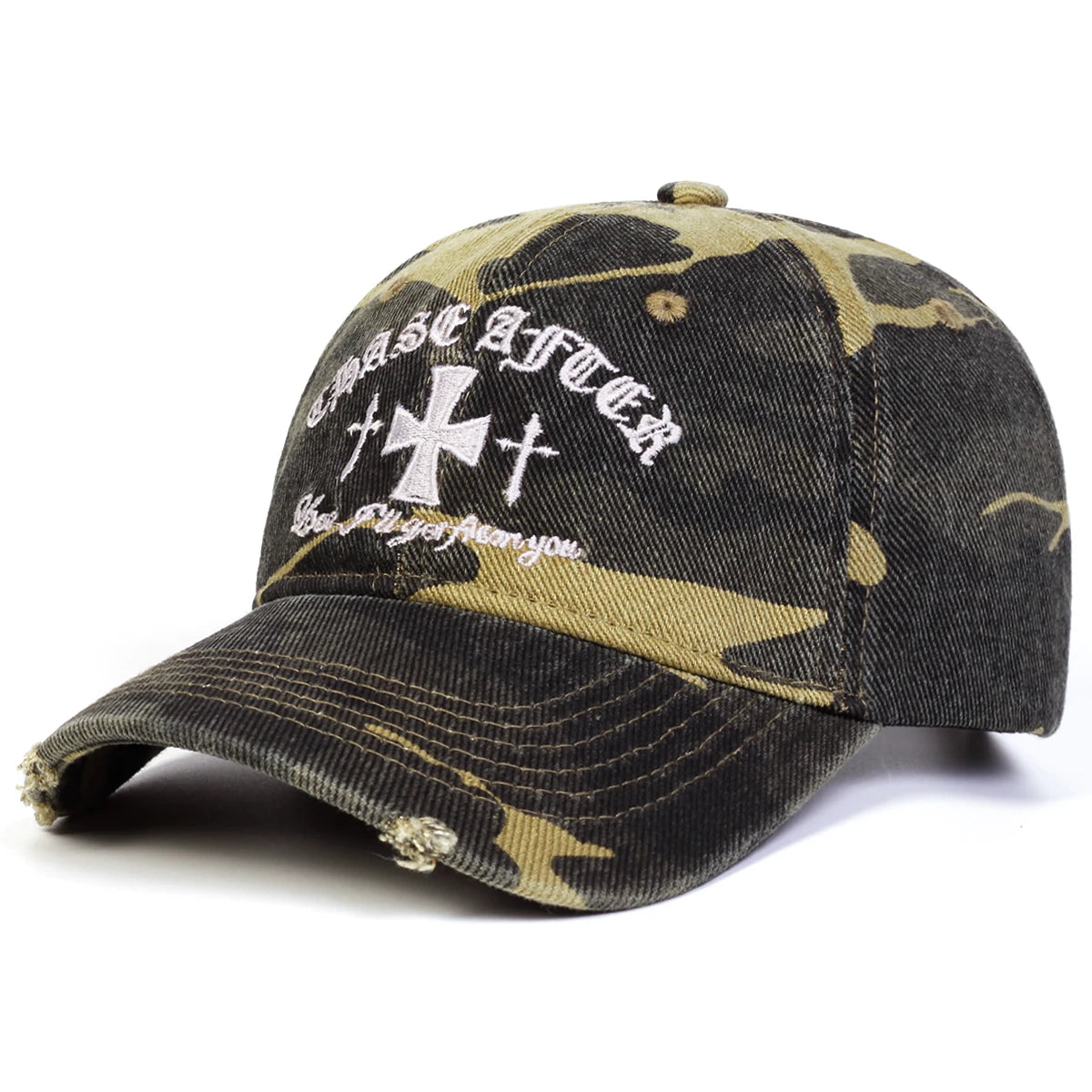 Unisex Cross Embroidery Pierced Baseball Caps Spring and Autumn Outdoor Adjustable Casual Hats Sunscreen Hat Sports Cap