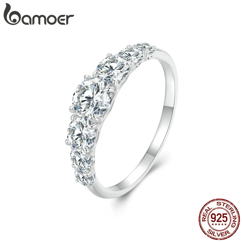 Bamoer D Farbe VVS1 EX Moissanite Ring Zarter Labor Diamant Ring 925 Sterling Silber für Frauen, Verlobung, Hochzeit Schmuck