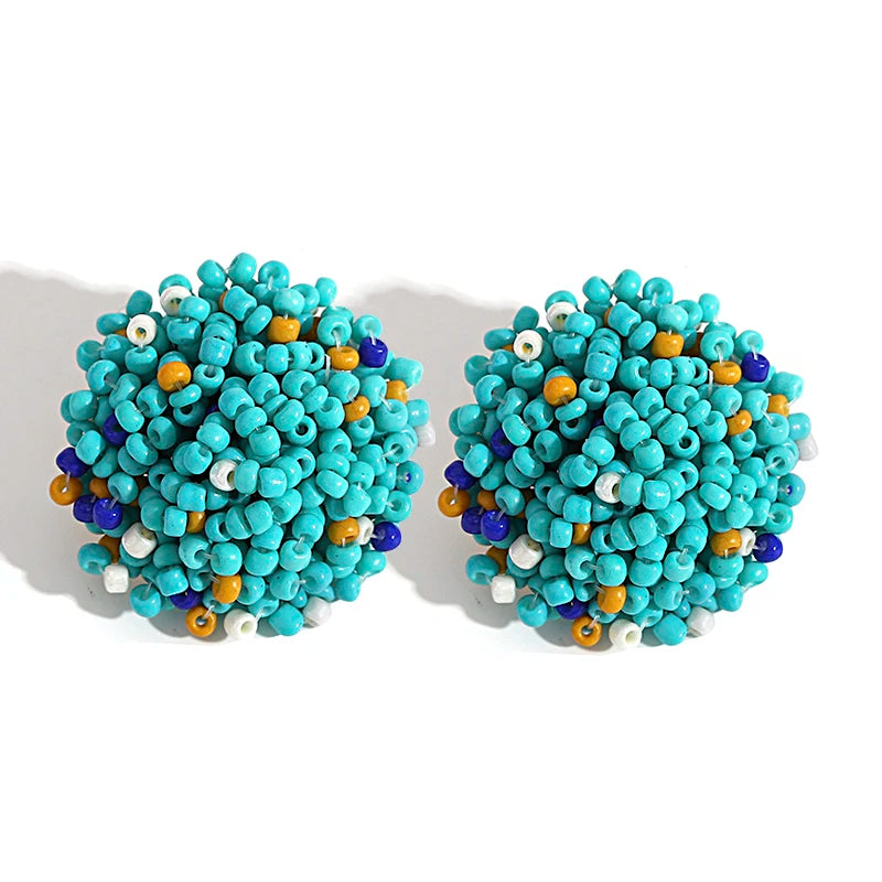 Aensoa Simple Multicolor Ethnic Resin Handmade Beaded Earrings For Women Accessories Bohemia Geometric Earrings Fashion Jewelry