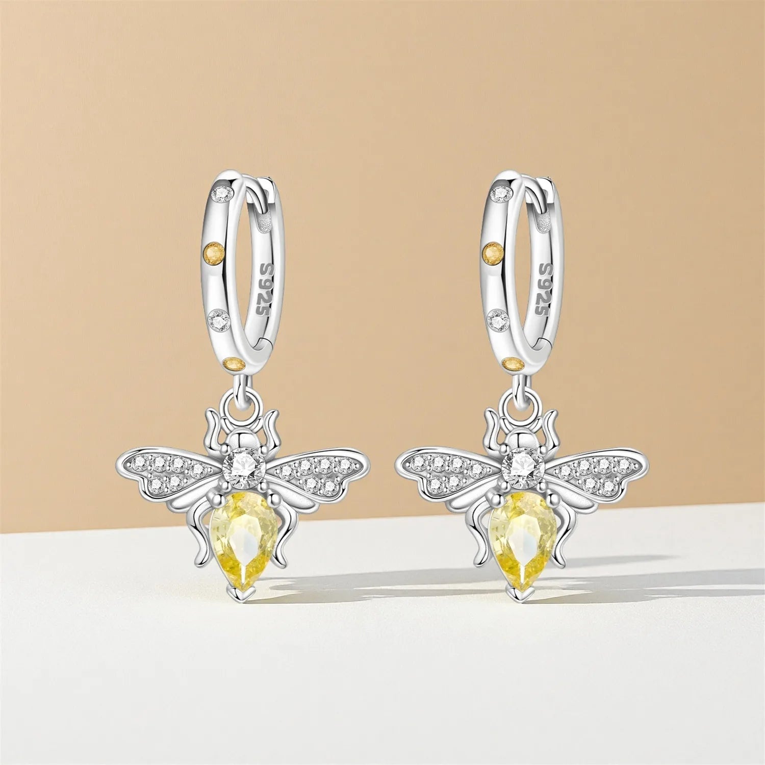PANPOKI 925 Sterling Silver Bee Insect Earrings Original Jewelry Drop Earrings Jewelry Party Anniversary Trendy Gifts