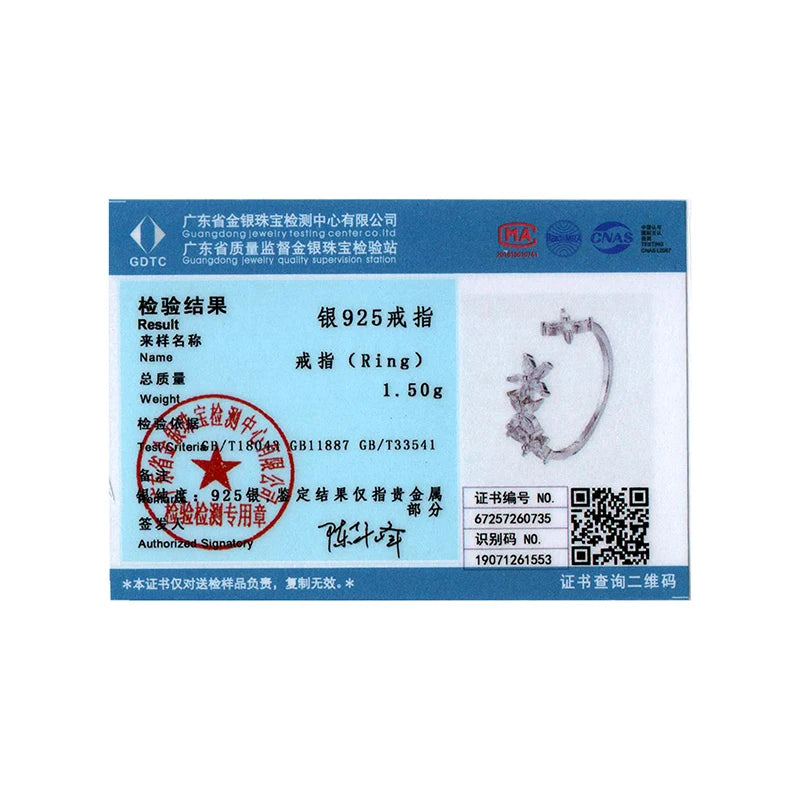 BISAER Real 925 Sterling Silver Autumn Leaves Open Ring Sparkling Zircon Band Adjustable Size 5-9 for Women Party Fine Jewelry