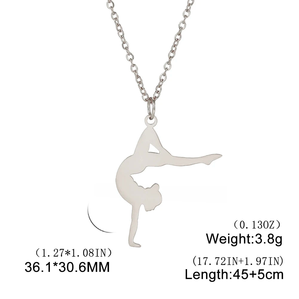 Dreamtimes Gymnastics Necklace Stainless Steel Sports Dance Artistic Gymnastics Skating Athlete Jewelry Pendant Women's Gift