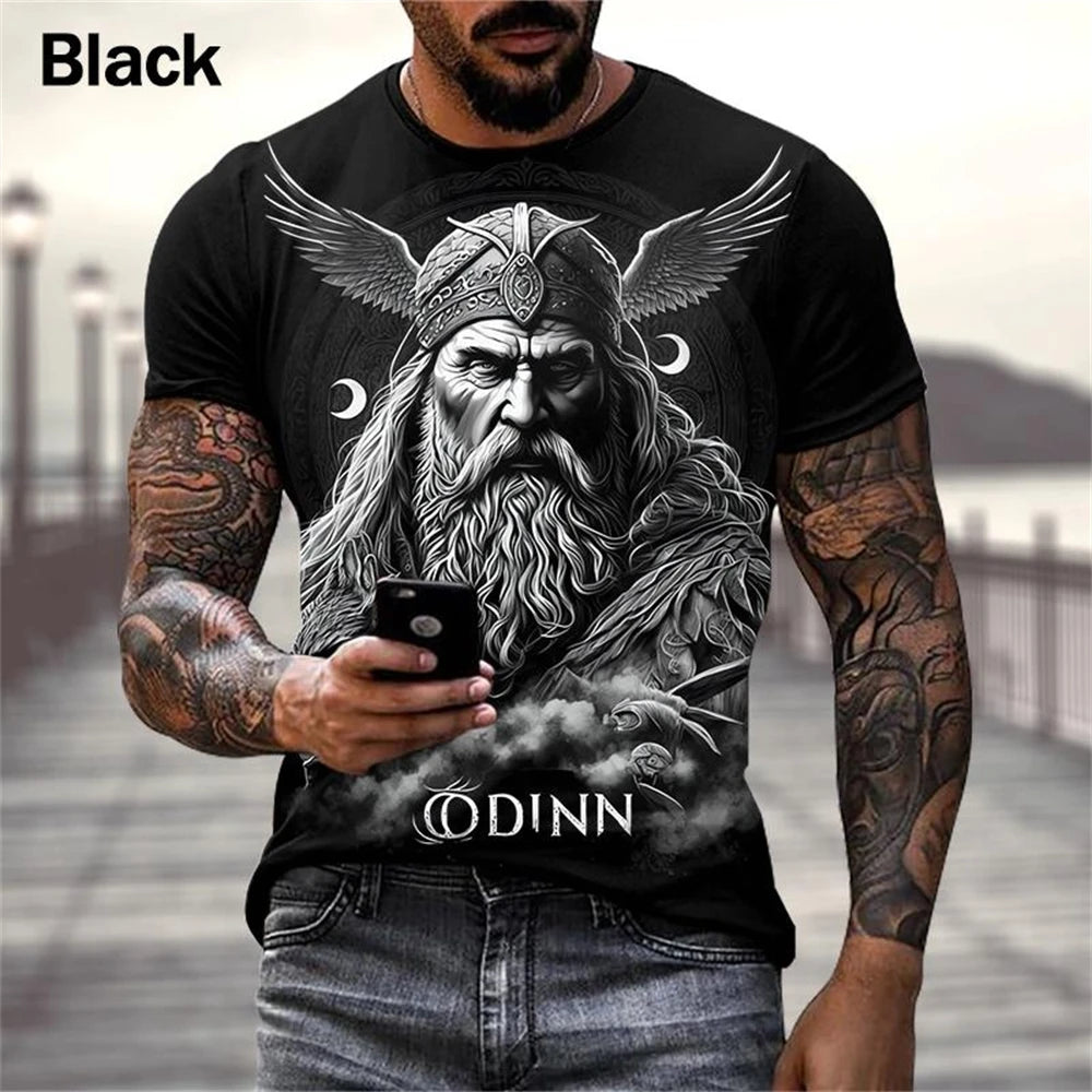 Summer Viking Warriors graphic 3d Print T Shirt Nordic Style Men's Oversized Short Sleeve Tops Tees Men's Designer Clothing