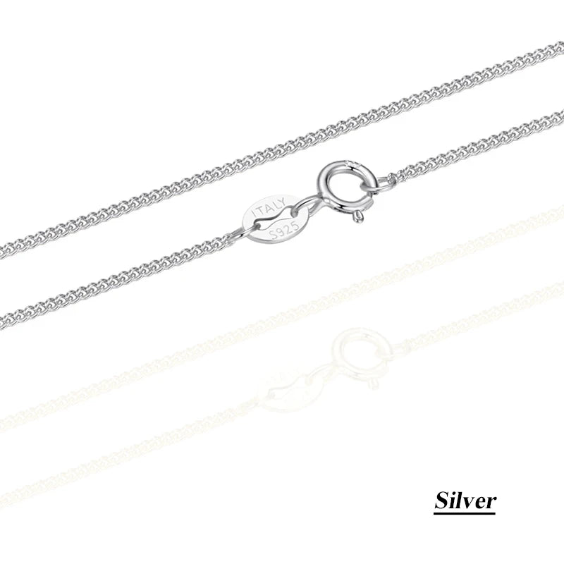 BAMOER Halskette aus massivem Gold über 925er Sterlingsilber für Damen und Mädchen, 1,2 mm Seitenkette, superdünn und robust