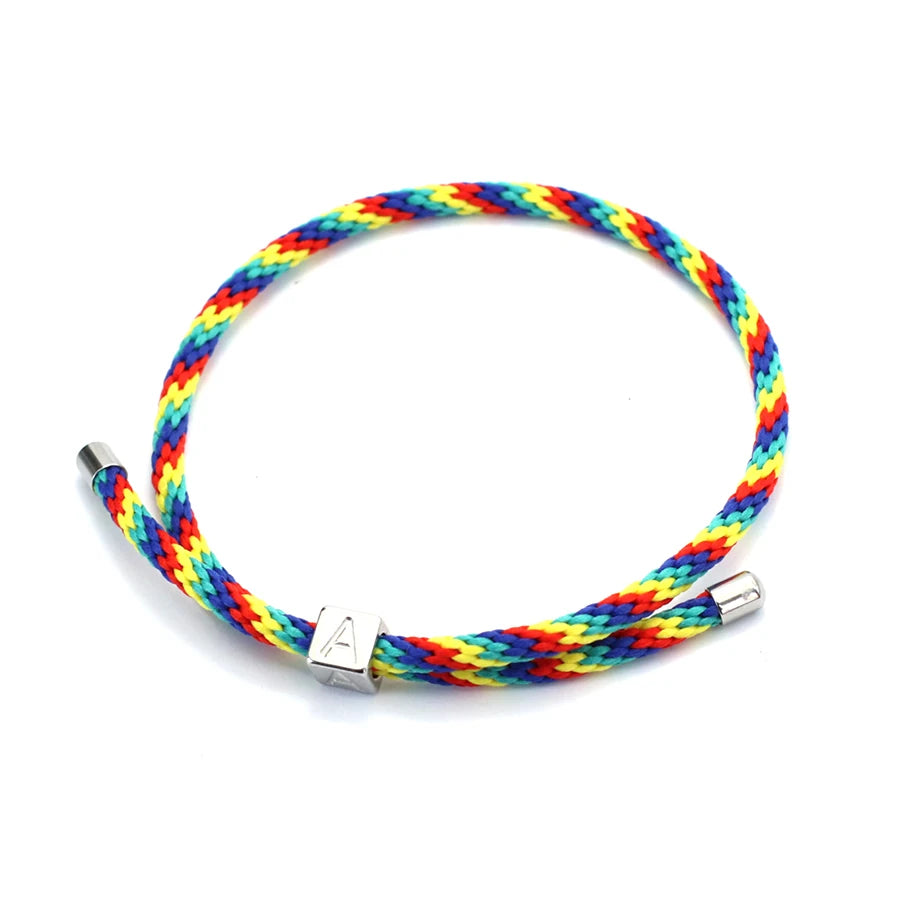 Stylish First Name Bracelet For Men Stainless Steel Metal Grade A Cord Braslet Adjustable Letter Braclet Gift For Him Pulseria
