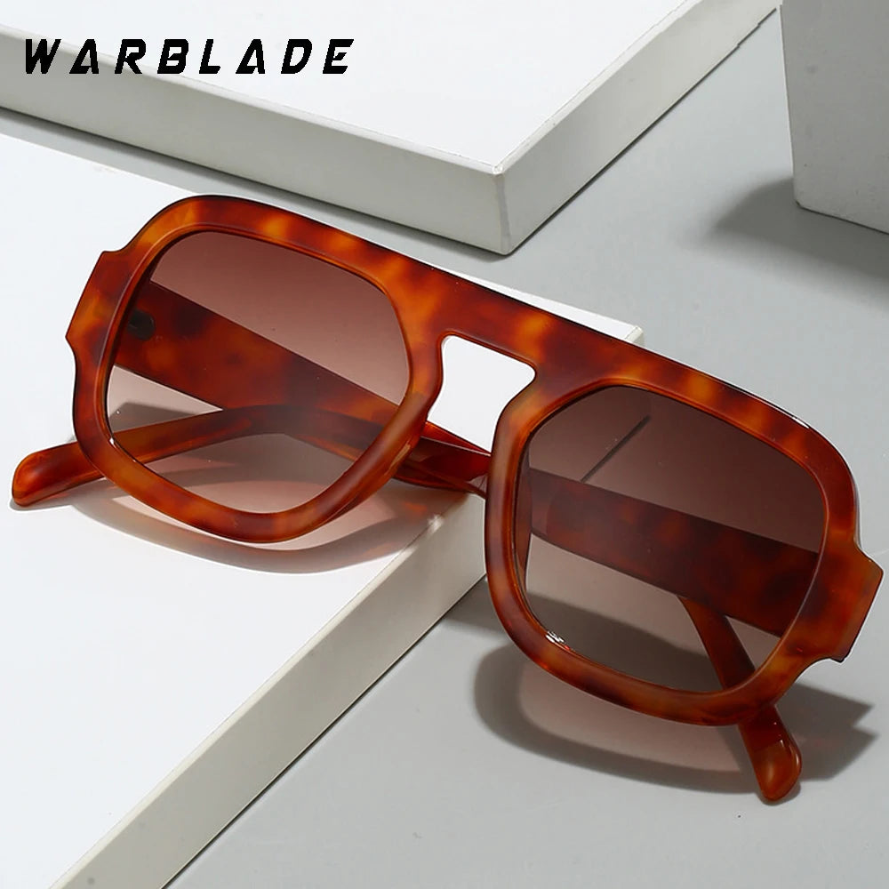 2025 Luxusmarke Design Retro Quadrat Doppelbrücken Sonnenbrille Damenmode Pilot Gradient Shades UV400 Männer Punk Sonnenbrille