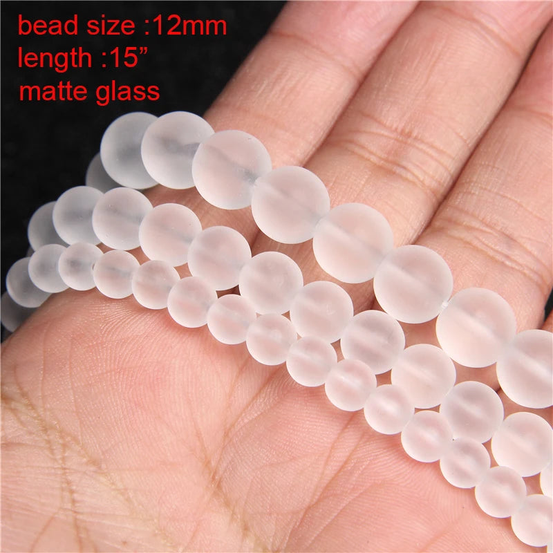 New Natural Stone Bead Clear Quartz Crystal Smooth Matte Faceted Spacer Beads DIY Handmade Bracelet Earrings For Jewelry Making