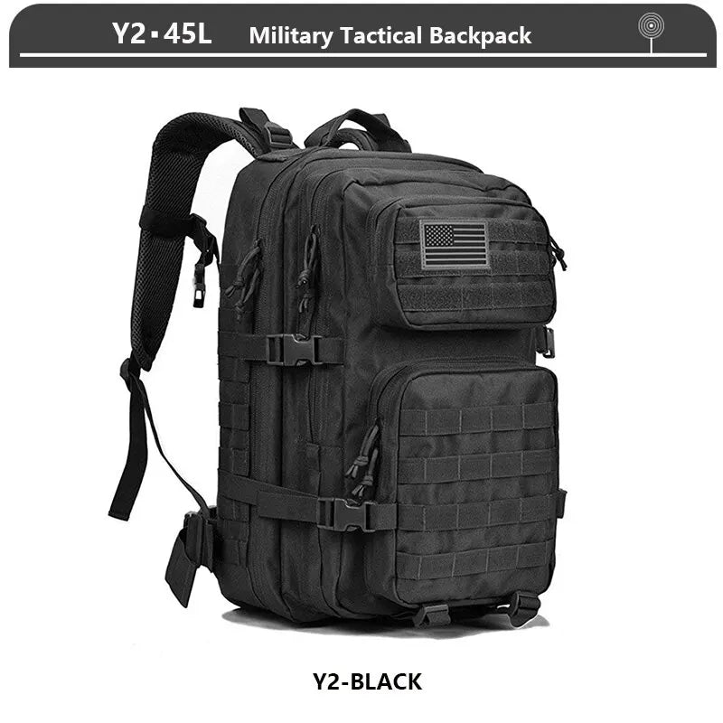 Tactical Backpack 3 Day Assault Pack Molle Bag 38/45L Large Outdoor Waterproof Hiking Camping Travel 600D Rucksack Men Fishing - Madeinsea©
