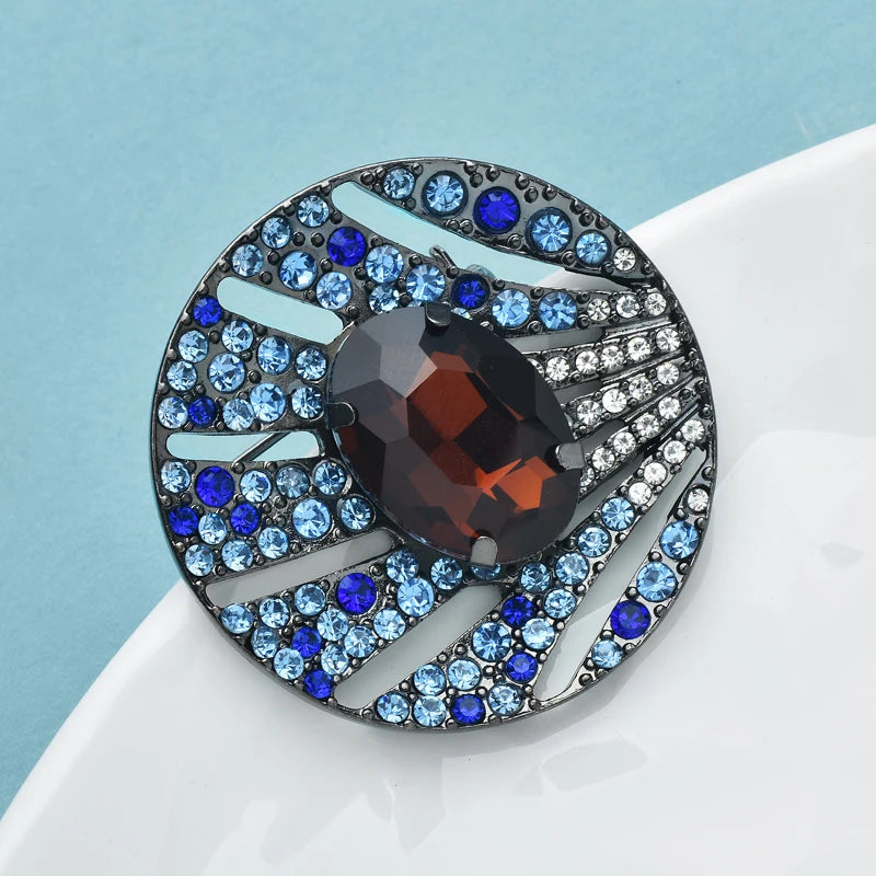 Wuli &amp; baby Funkelnde Sonne Runde Broschen Für Frauen Unisex Vintage Palace Stil Party Büro Brosche Pins Geschenke