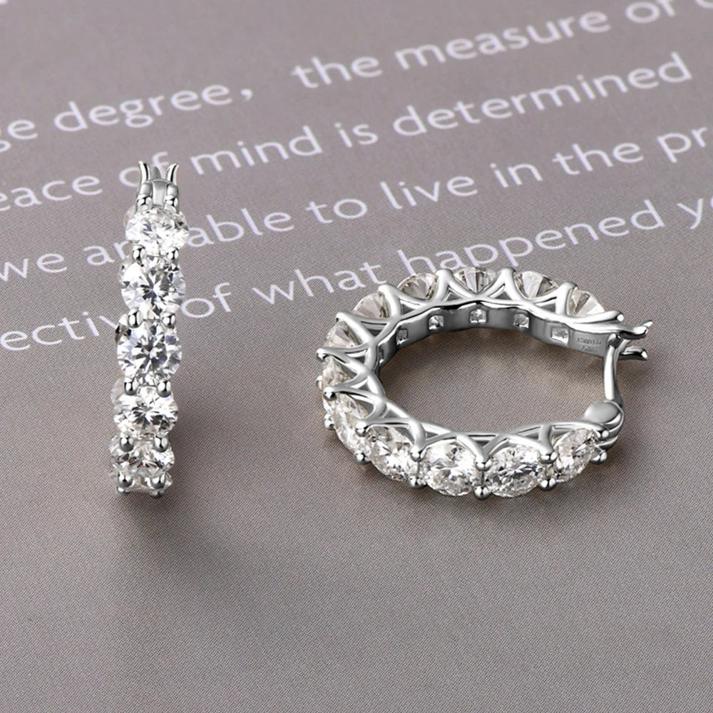Luxury 4mm Full Moissanite Hoop Earring Original Certified 925 Silver 3.6ct Moissanite Diamond Earring for Women Wedding Jewelry - Madeinsea©