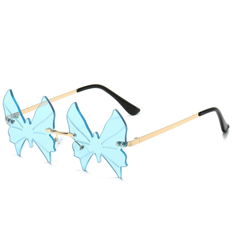 2025 Fashion Rimless Butterfly Sunglasses For Women Men Personalized Trendy Metal Irregular Sun Glasses Party Decorative Glasses